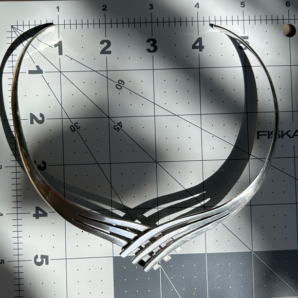 Solid Sterling Silver .925 Choker Cuff Necklace - Picture 7 of 9